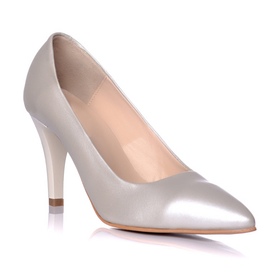Pantofi piele naturala argintiu Mini Stiletto - disponibili pe orice culoare