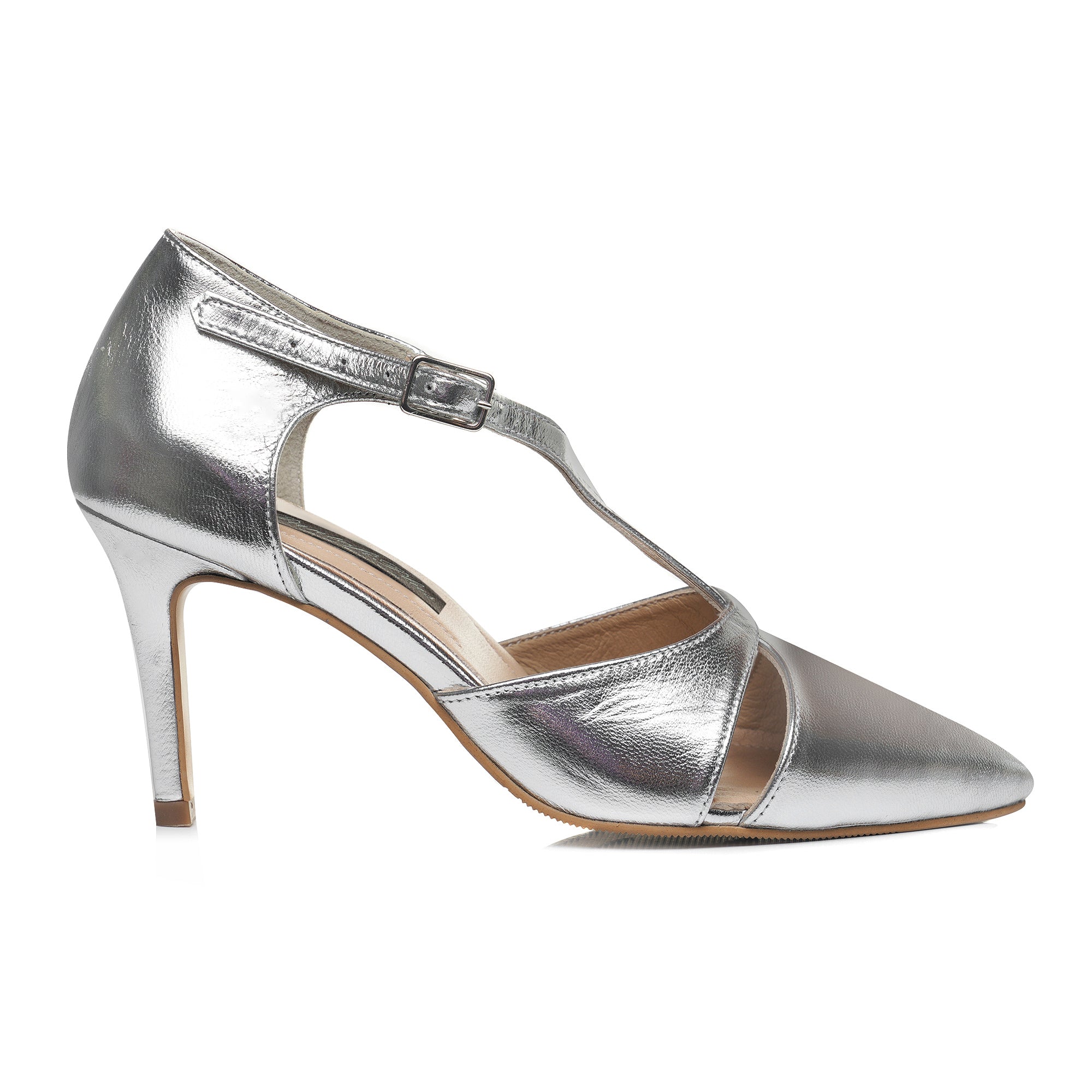 Pantof Stiletto Piele Argintiu Ema L48   - orice culoare