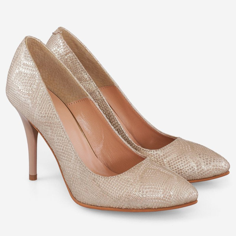 Pantofi Stiltto Piele Auriu Imprimeu Sarpe D51 - orice culoare