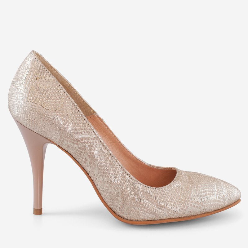 Pantofi Stiltto Piele Auriu Imprimeu Sarpe D51 - orice culoare