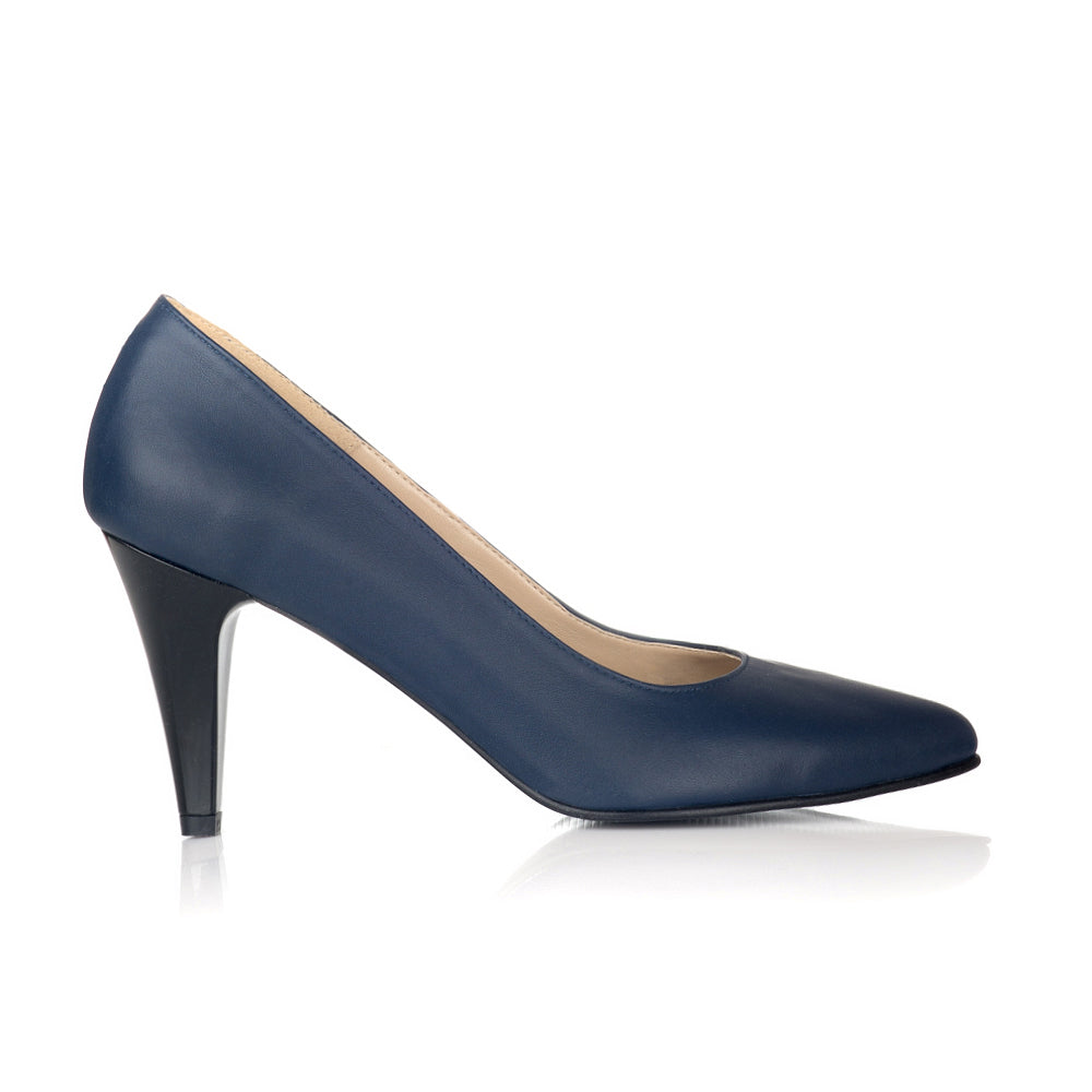 Pantofi Stiletto Piele Bleumarin Toc Mic V30 - orice culoare