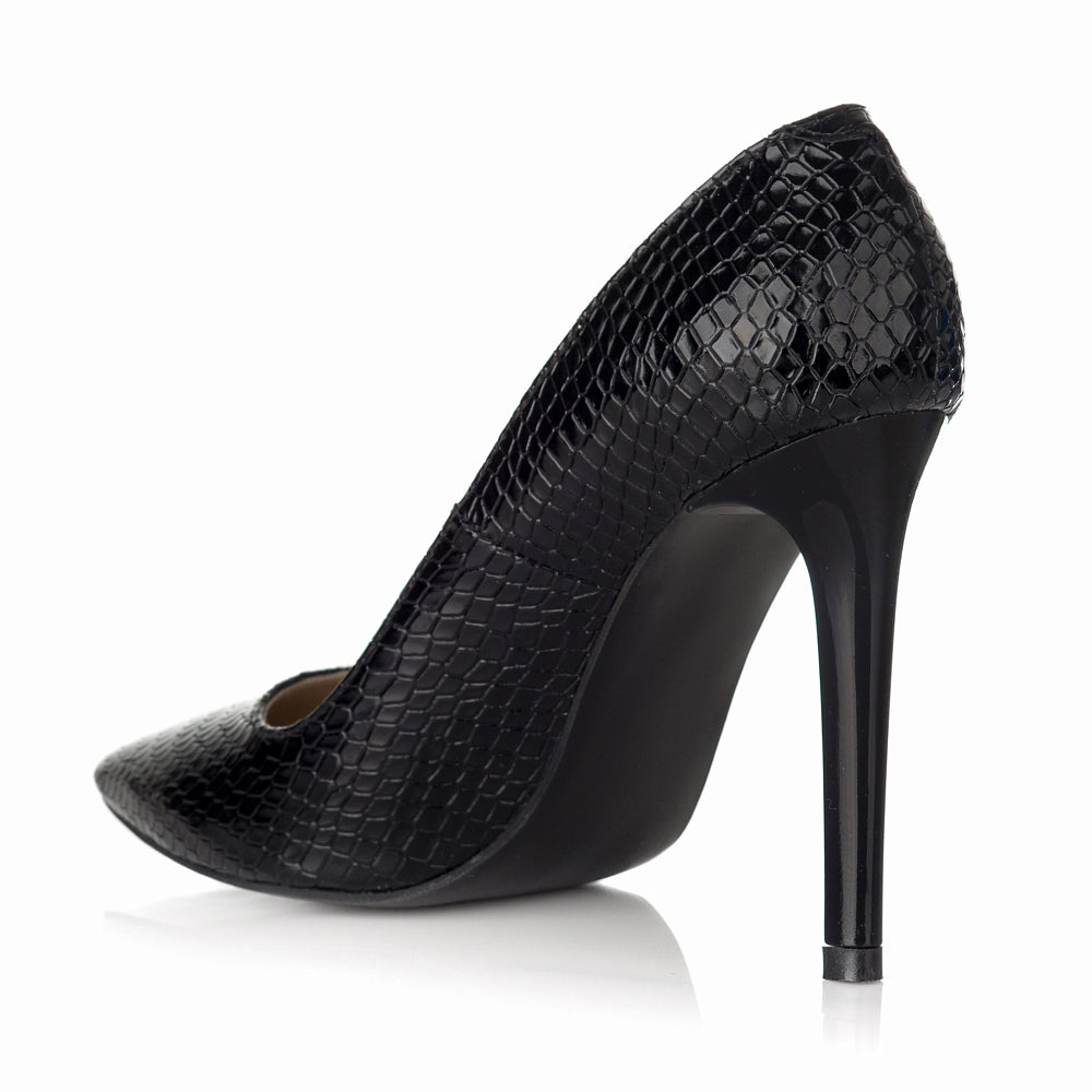 Pantofi Stiletto Piele Croco Negru S10 - orice culoare