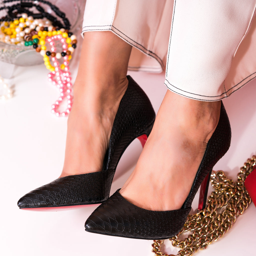 Pantofi Stiletto Croco Negru Classy L37 - orice culoare