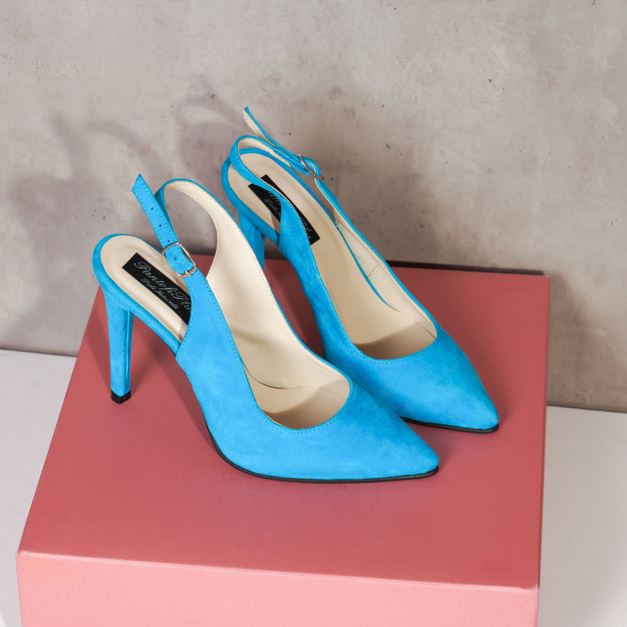 Pantofi Stiletto Decupat Piele Intoarsa Albastru V80 - orice culoare