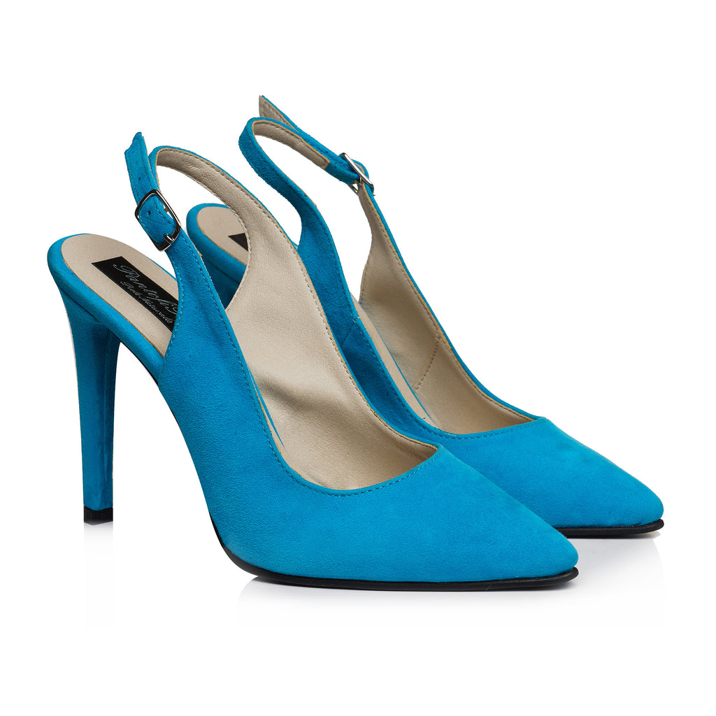 Pantofi Stiletto Decupat Piele Intoarsa Albastru V80 - orice culoare