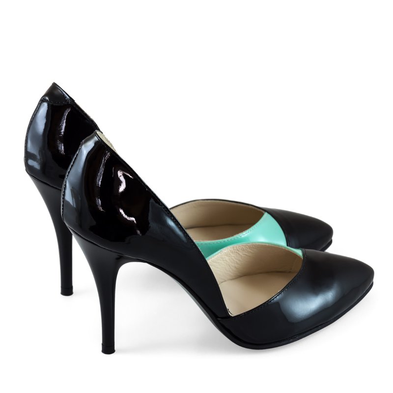 Pantofi Piele Stiletto Patrice Negru Decupat D35 - orice culoare