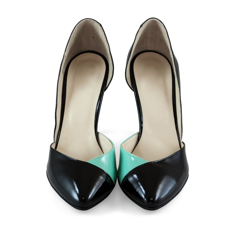 Pantofi Piele Stiletto Patrice Negru Decupat D35 - orice culoare