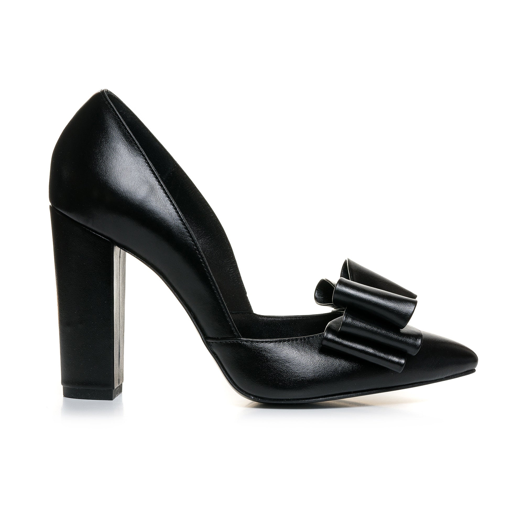 Pantofi Piele Negru cu Fundita Tripla L23 - orice culoare