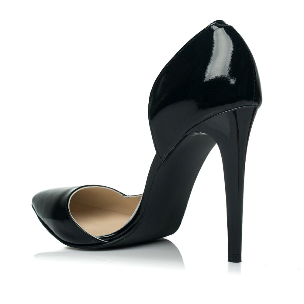 Pantofi piele negru Stiletto Duo decupat   - orice culoare