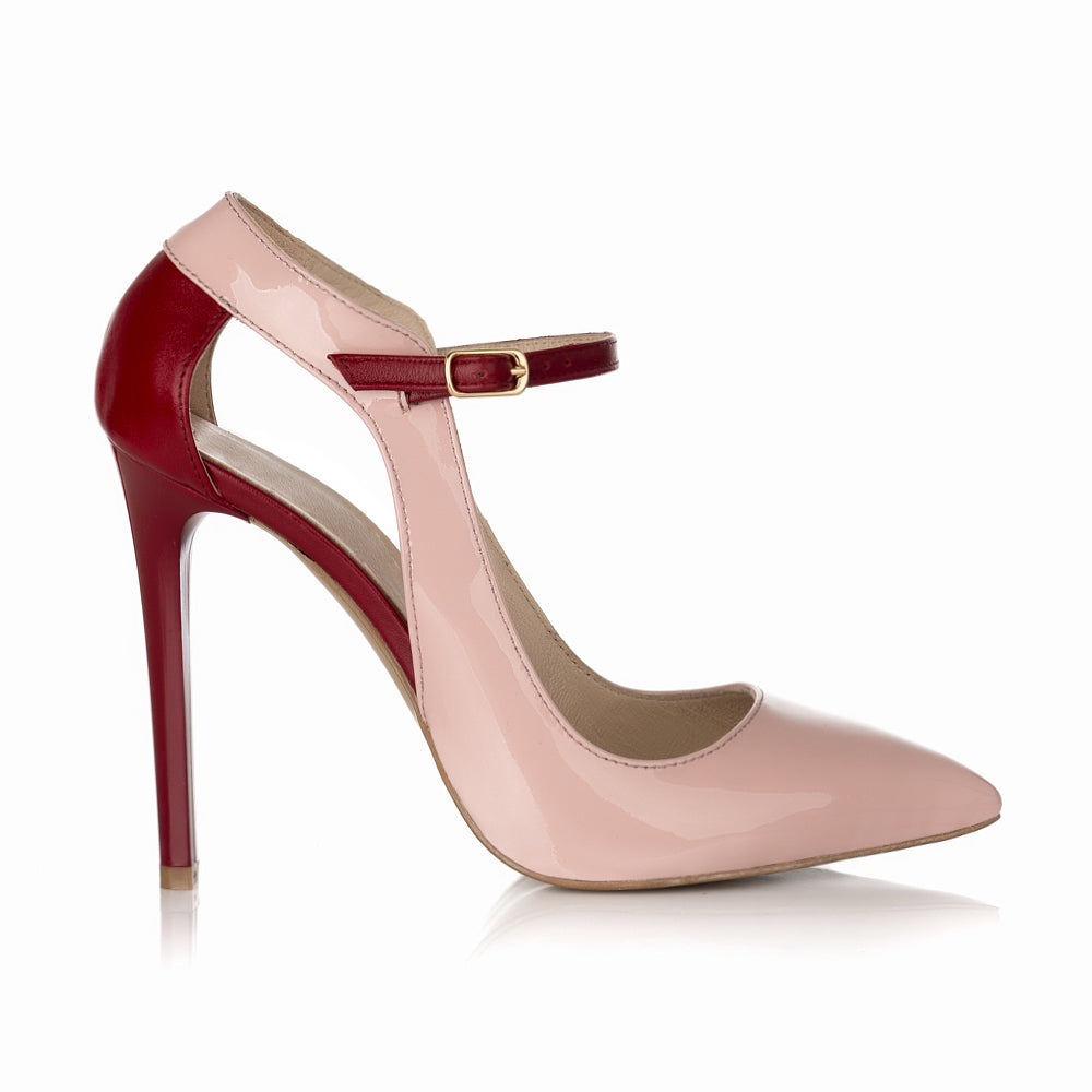 Pantofi Stiletto Lac Nude/Bordo S15 - orice culoare