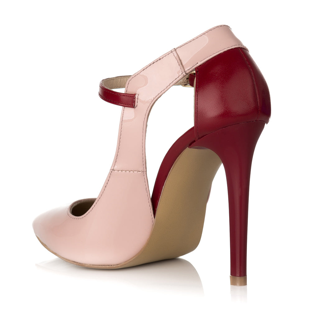 Pantofi Stiletto Lac Nude/Bordo S15 - orice culoare