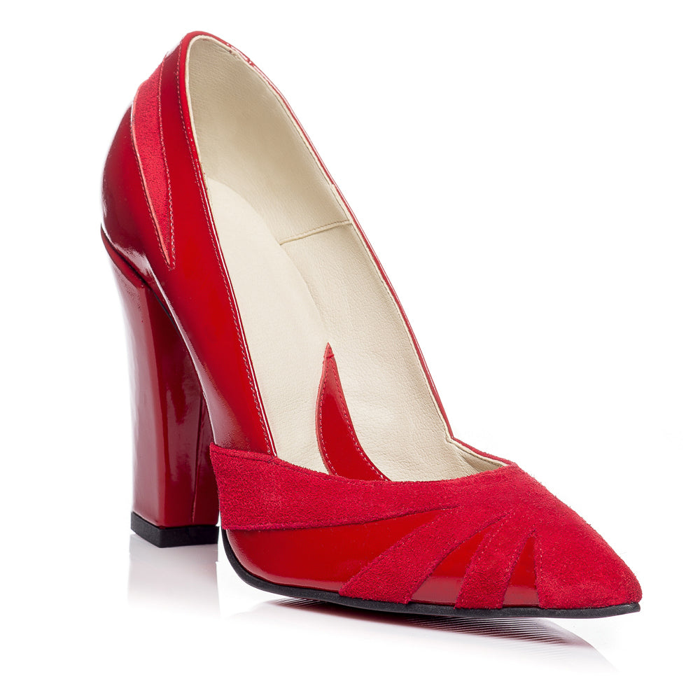 Pantofi Stiletto Toc Gros V1 Rosu  - orice culoare