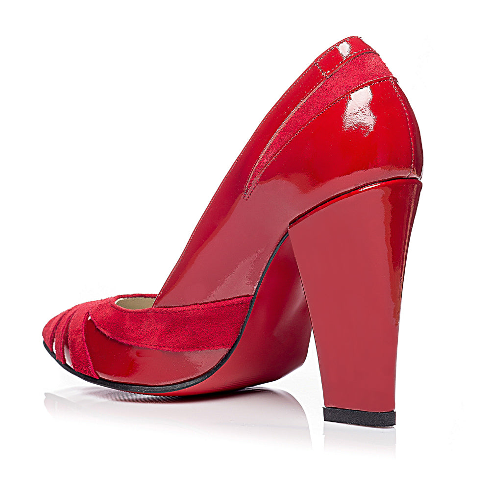 Pantofi Stiletto Toc Gros V1 Rosu  - orice culoare