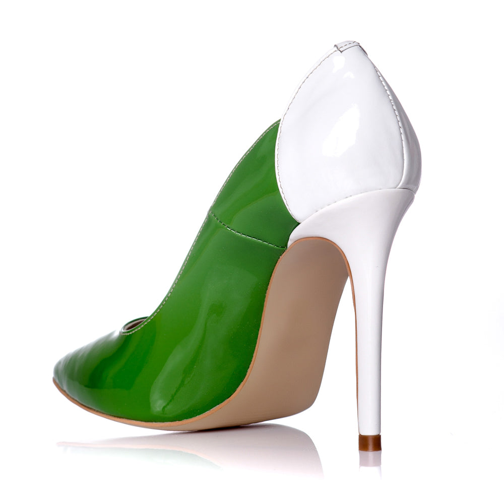Pantofi Dama Piele Verde Stiletto Fundita L1 - orice culoare