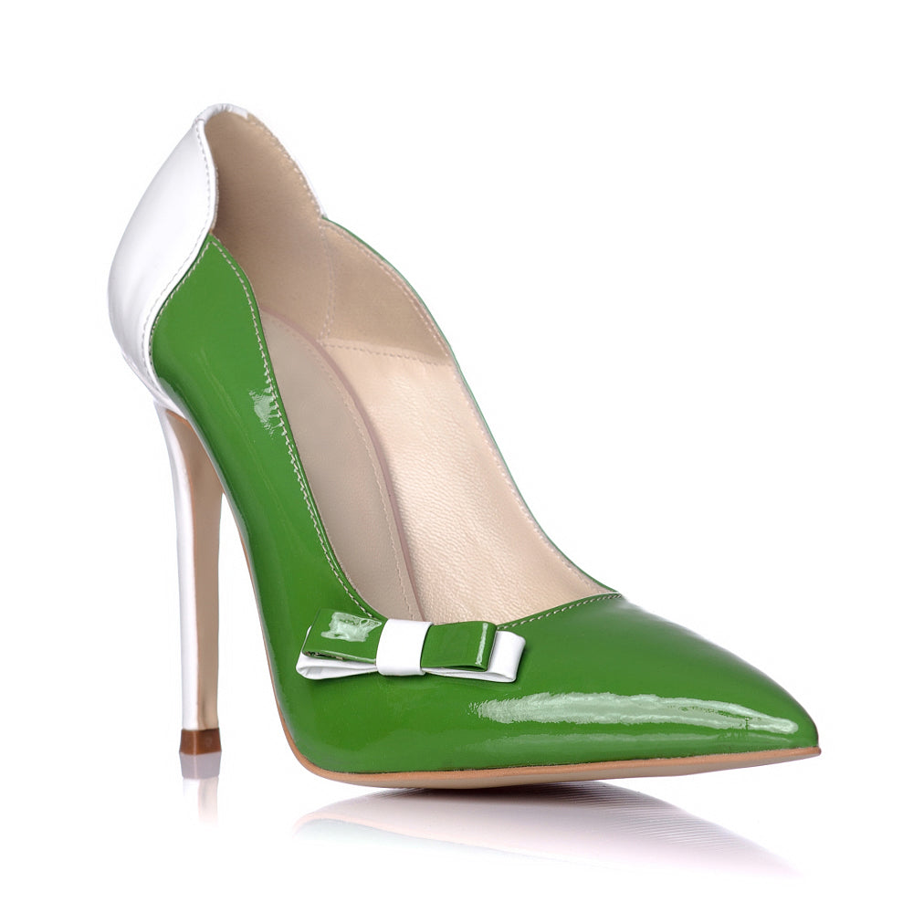 Pantofi Dama Piele Verde Stiletto Fundita L1 - orice culoare