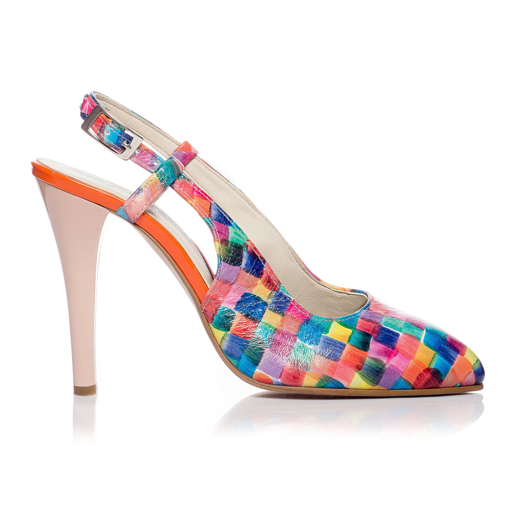 Pantofi Stiletto decupat Piele Multicolora V5  - orice culoare