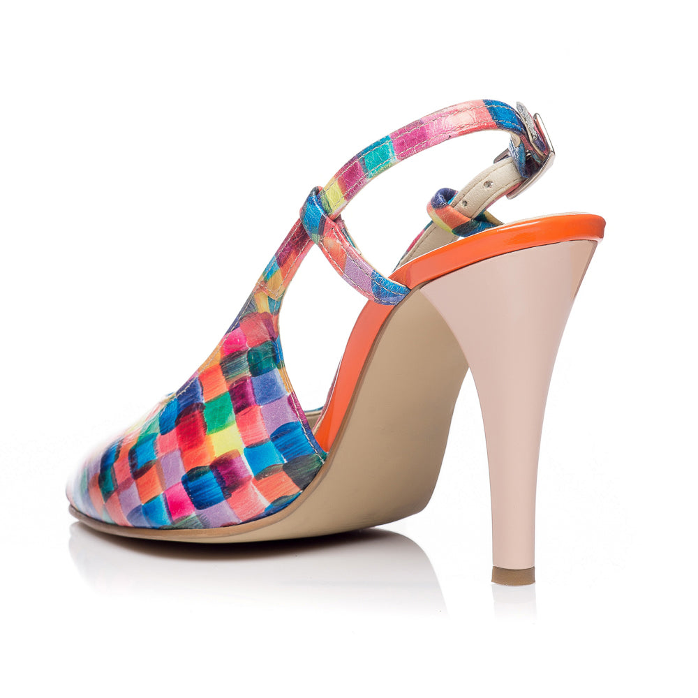 Pantofi Stiletto decupat Piele Multicolora V5  - orice culoare