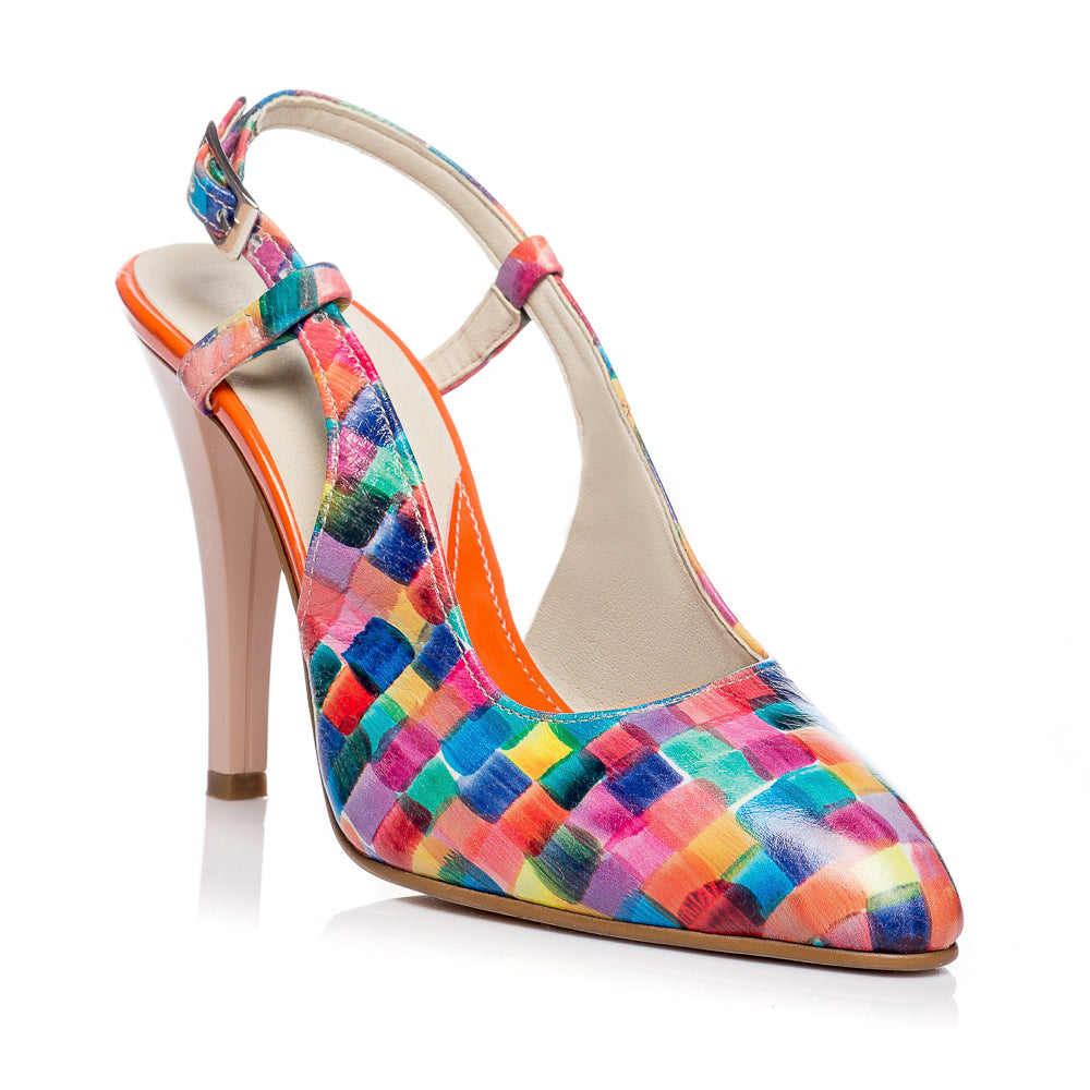Pantofi Stiletto decupat Piele Multicolora V5  - orice culoare