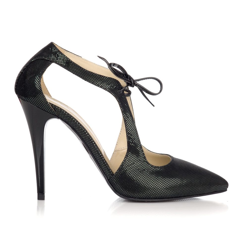 Pantofi Stiletto Piele Negru Retro L15 - orice culoare