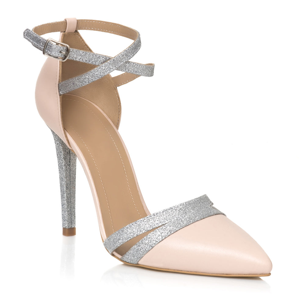 Pantofi Stiletto Nude/Argintiu  Elegance L8- orice culoare