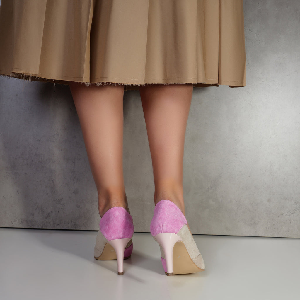 Pantofi Stiletto Piele Intoarsa Nude Roze Maurice V21 -  Orice Culoare