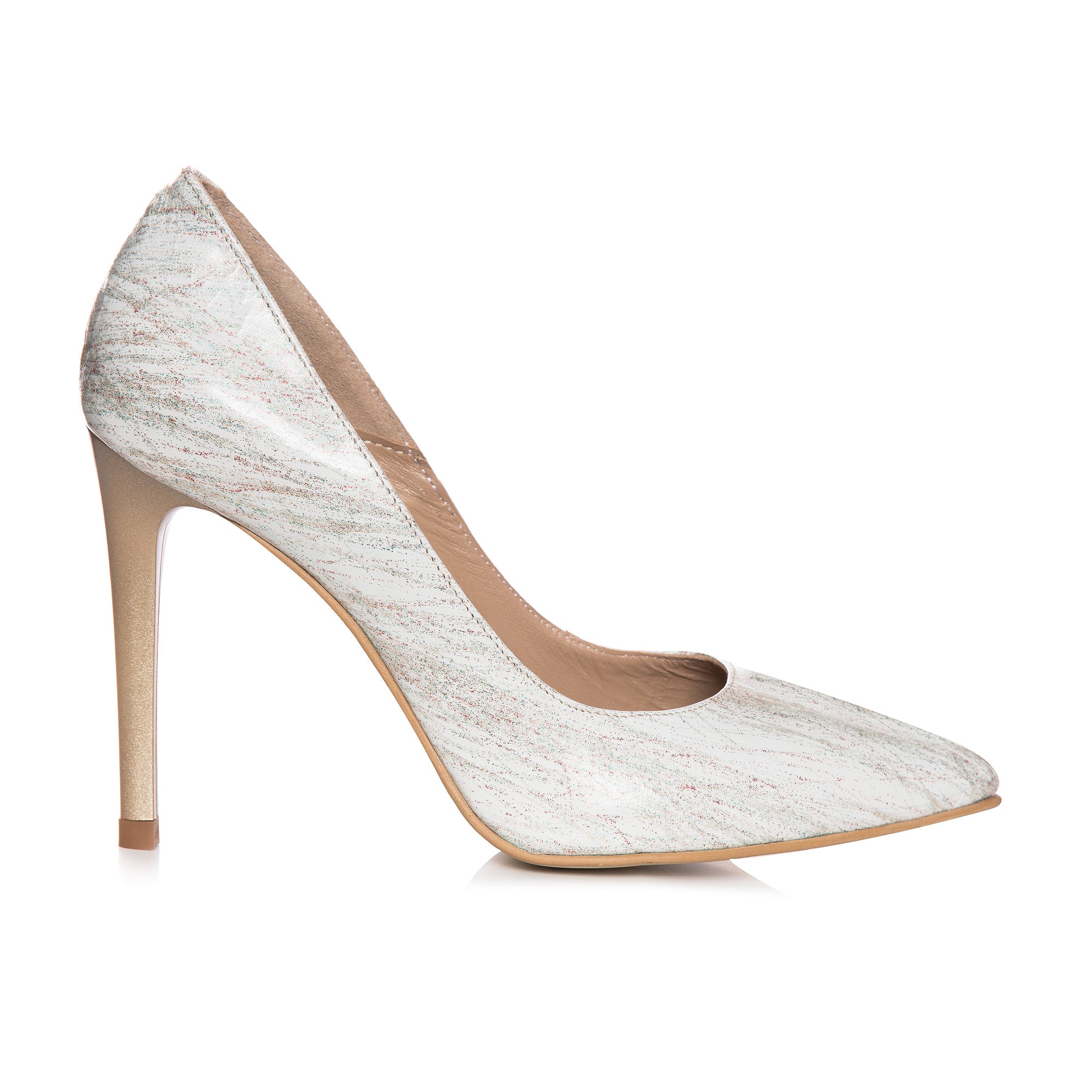 Pantofi Stiletto Piele Alb/Bej L9 - orice culoare