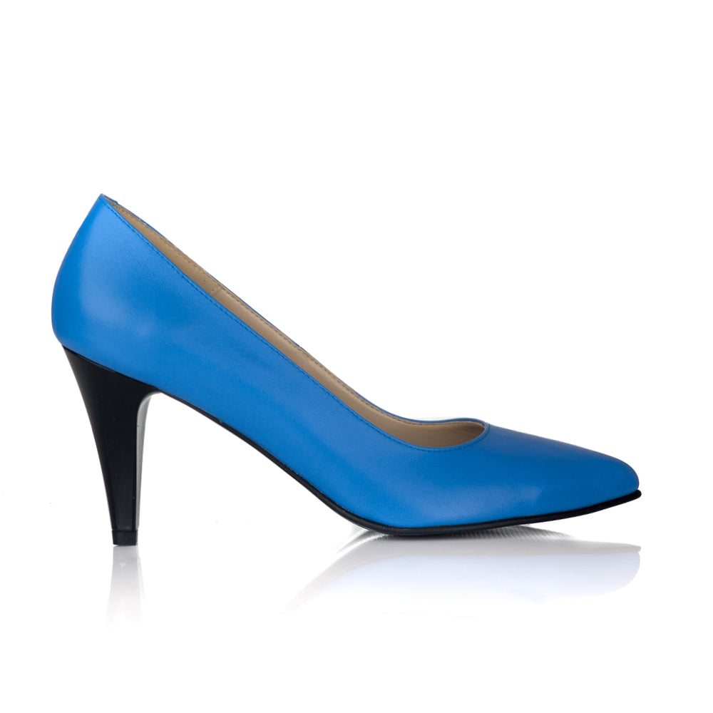 Pantofi Stiletto Piele Albastru Toc Mic V30 - orice culoare