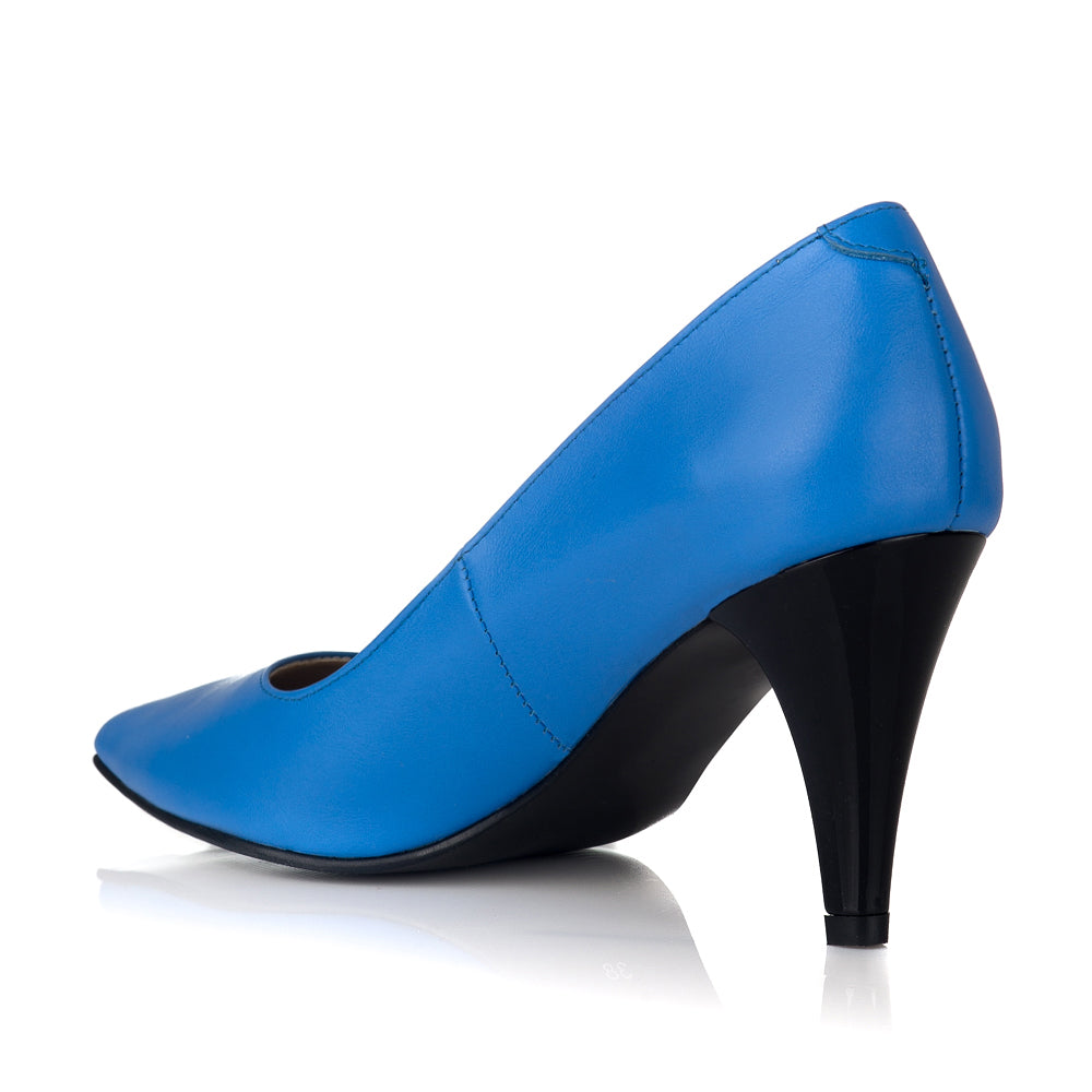 Pantofi Stiletto Piele Albastru Toc Mic V30 - orice culoare