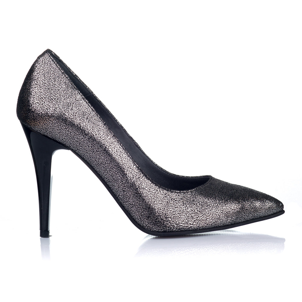 Pantofi Stiletto Piele Argintiu Inchis V7 - orice culoare