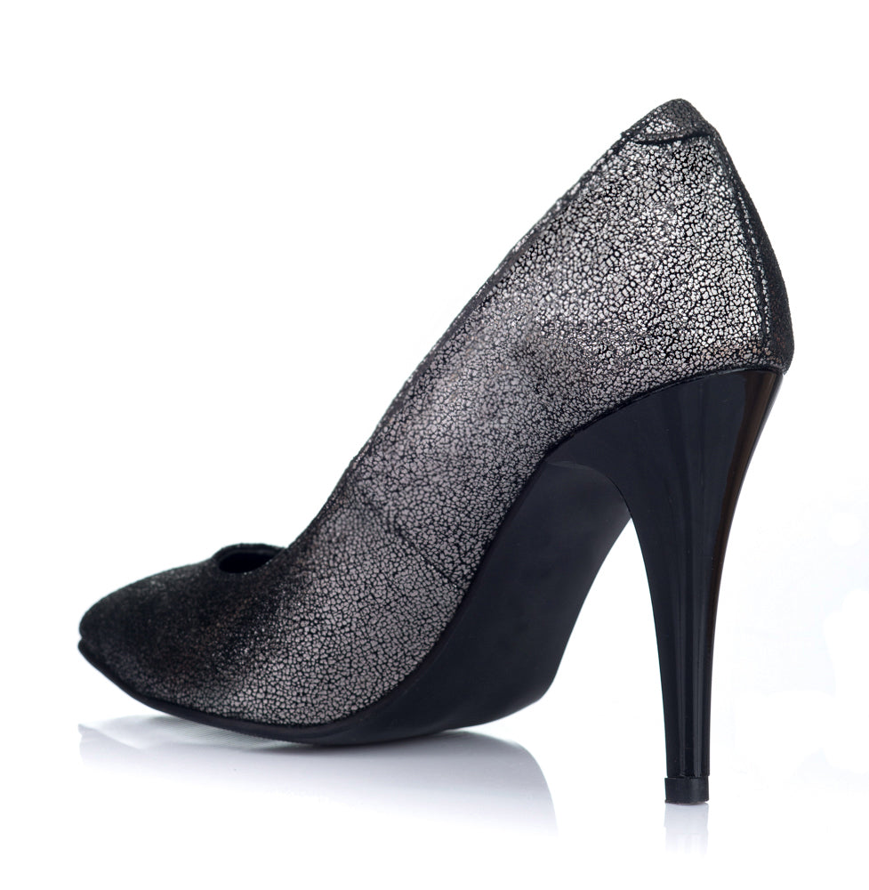 Pantofi Stiletto Piele Argintiu Inchis V7 - orice culoare