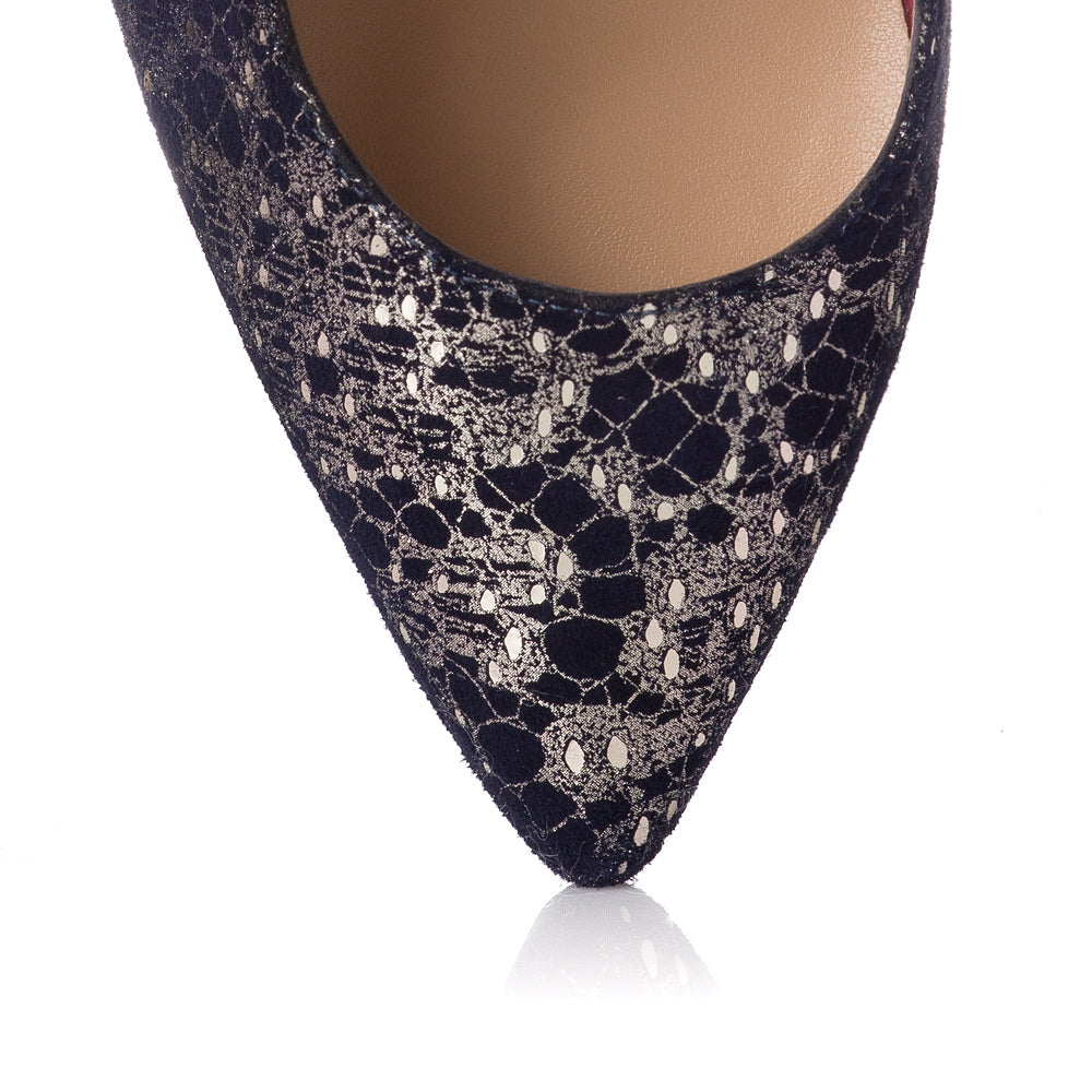 Pantofi Stiletto Toc Gros Piele Imprimeu Argintiu T6 - orice culoare