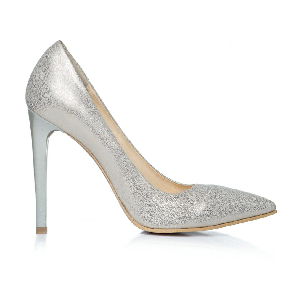 Pantofi Stiletto Piele Argintiu C1  - orice culoare