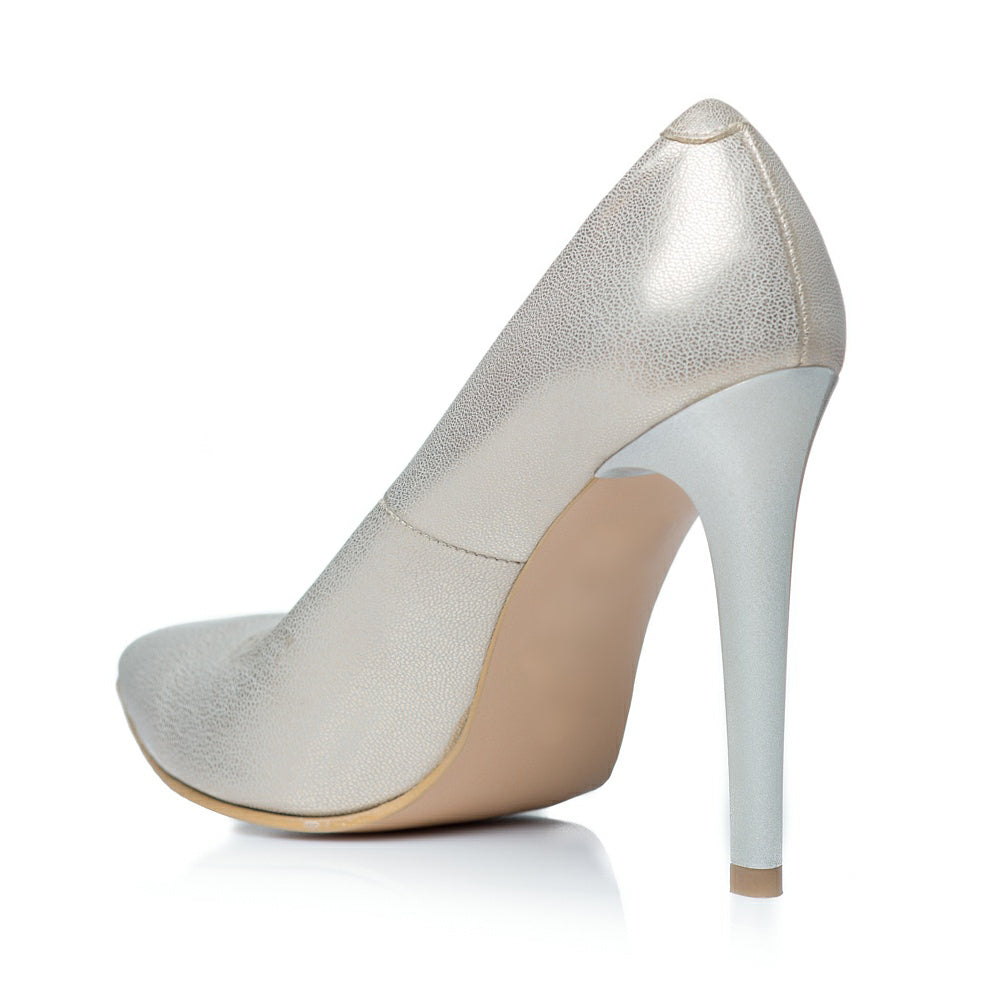 Pantofi Stiletto Piele Argintiu C1  - orice culoare