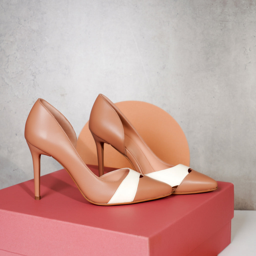 Pantofi Stiletto Piele Bej-Crem E6 - orice culoare