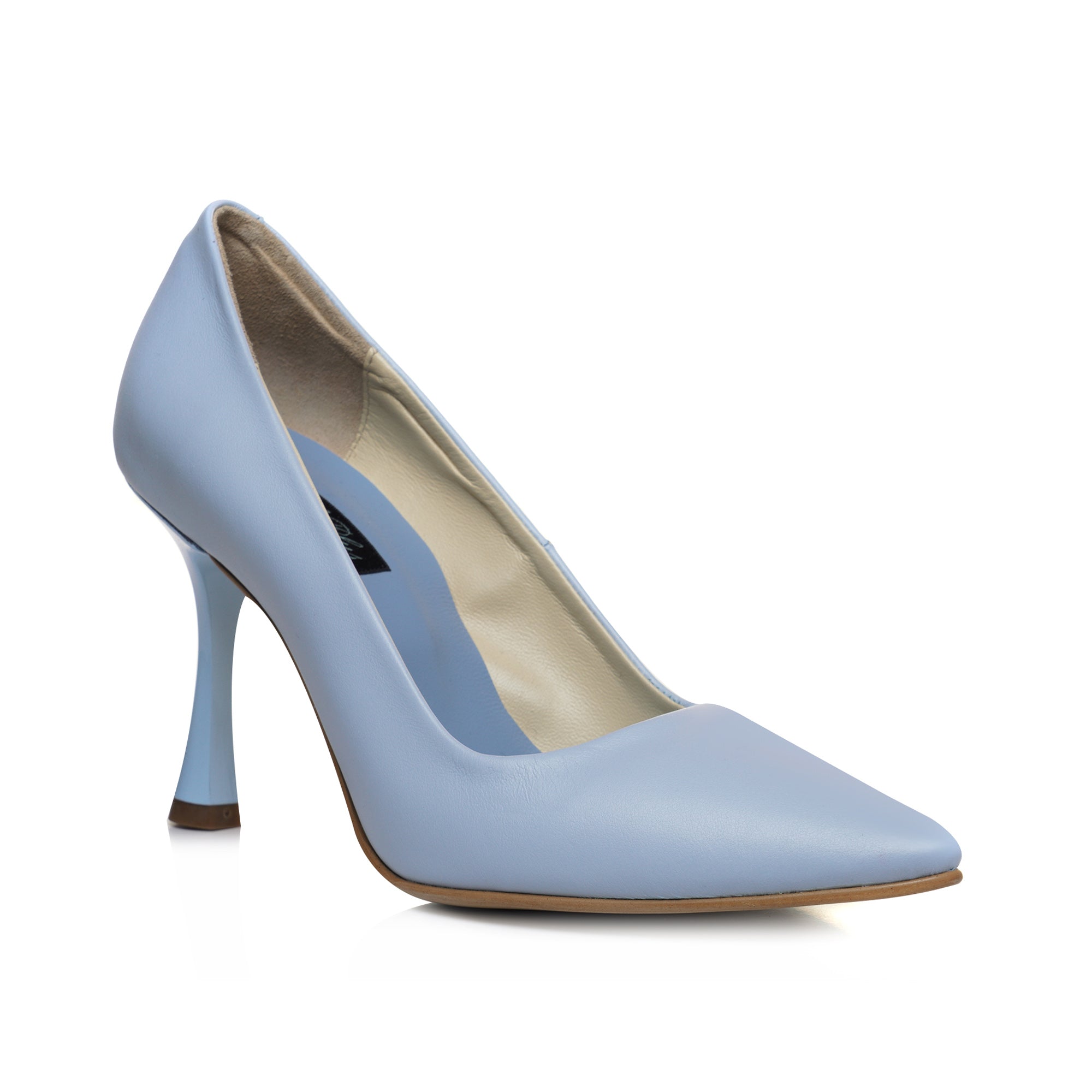 Pantofi Stiletto Piele Bleu Toc Clepsidra C87 - orice culoare