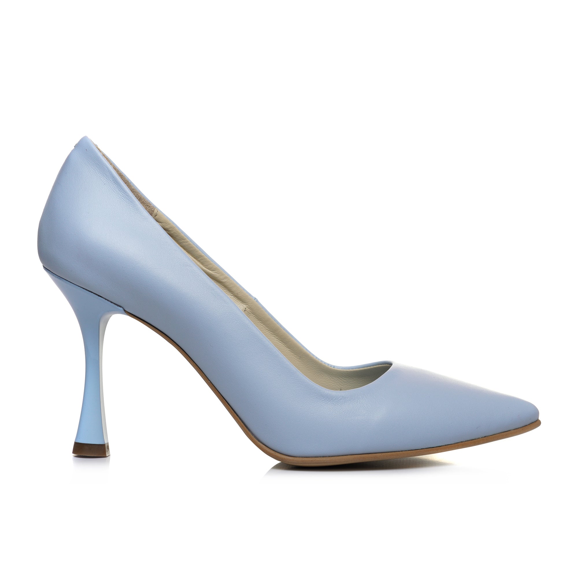 Pantofi Stiletto Piele Bleu Toc Clepsidra C87 - orice culoare
