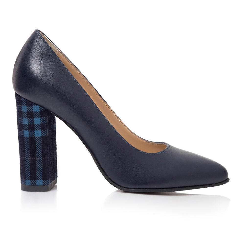 Pantofi Stiletto Toc Gros Bleumarin/Carouri Melisa T28 - Orice Culoare