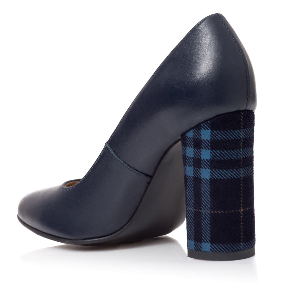 Pantofi Stiletto Toc Gros Bleumarin/Carouri Melisa T28 - Orice Culoare