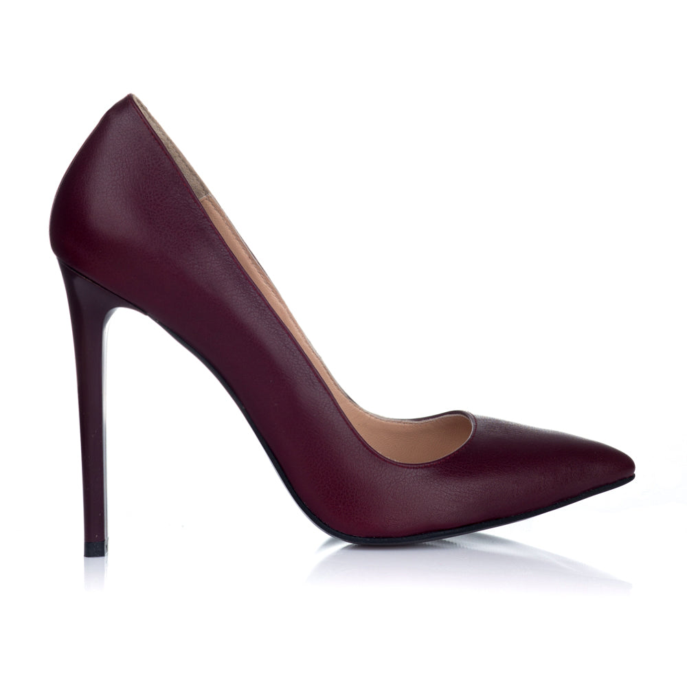 Pantofi Dama Stiletto Piele Bordo S7 - pe stoc