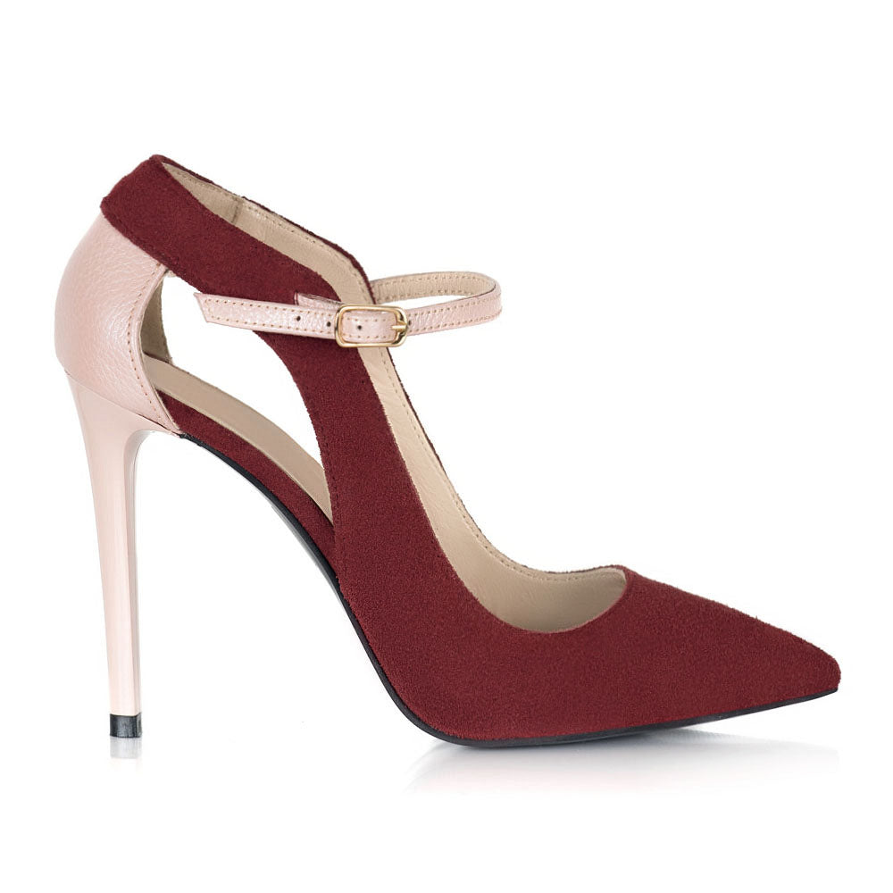 Pantofi Stiletto Lac Nude/Bordo S15 - orice culoare