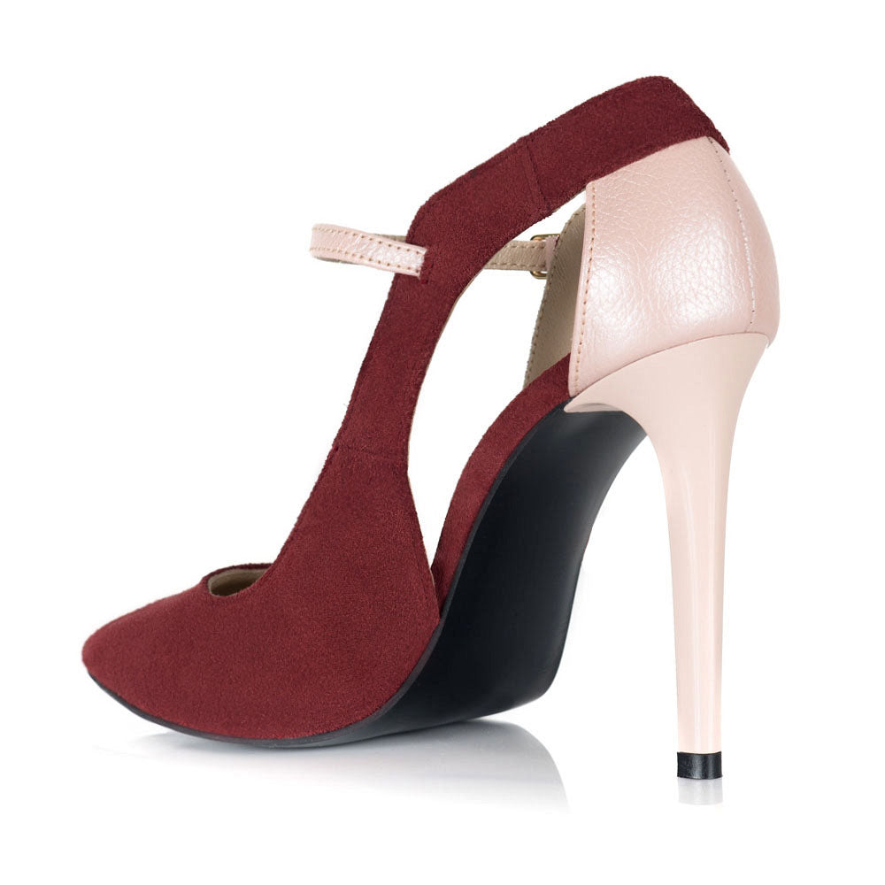Pantofi Stiletto Lac Nude/Bordo S15 - orice culoare