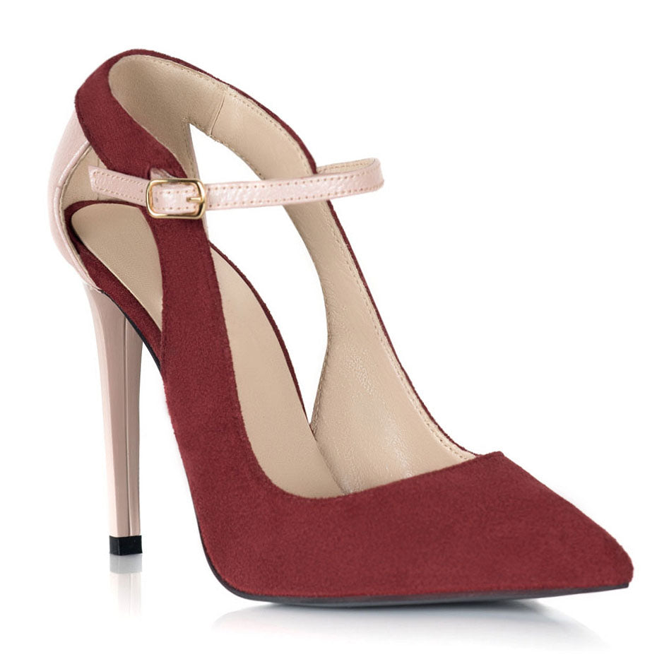 Pantofi Stiletto Lac Nude/Bordo S15 - orice culoare