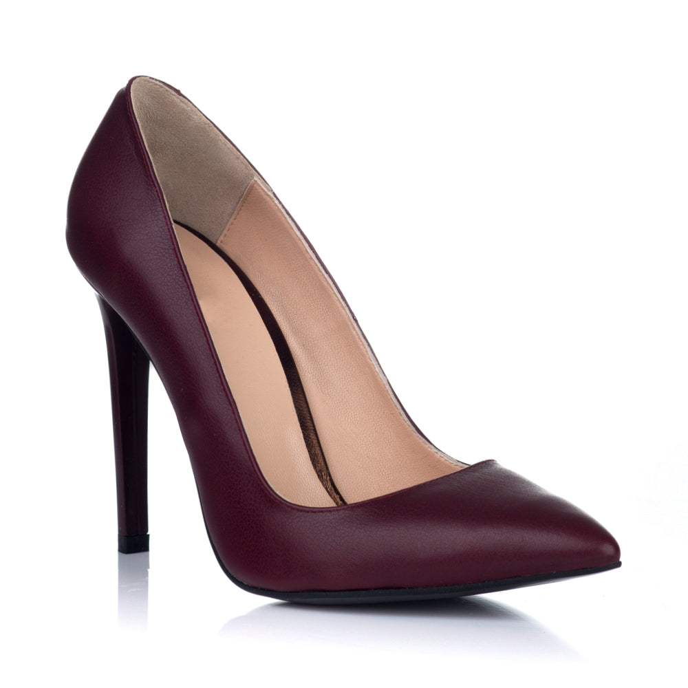Pantofi Dama Stiletto Piele Bordo S7 - pe stoc