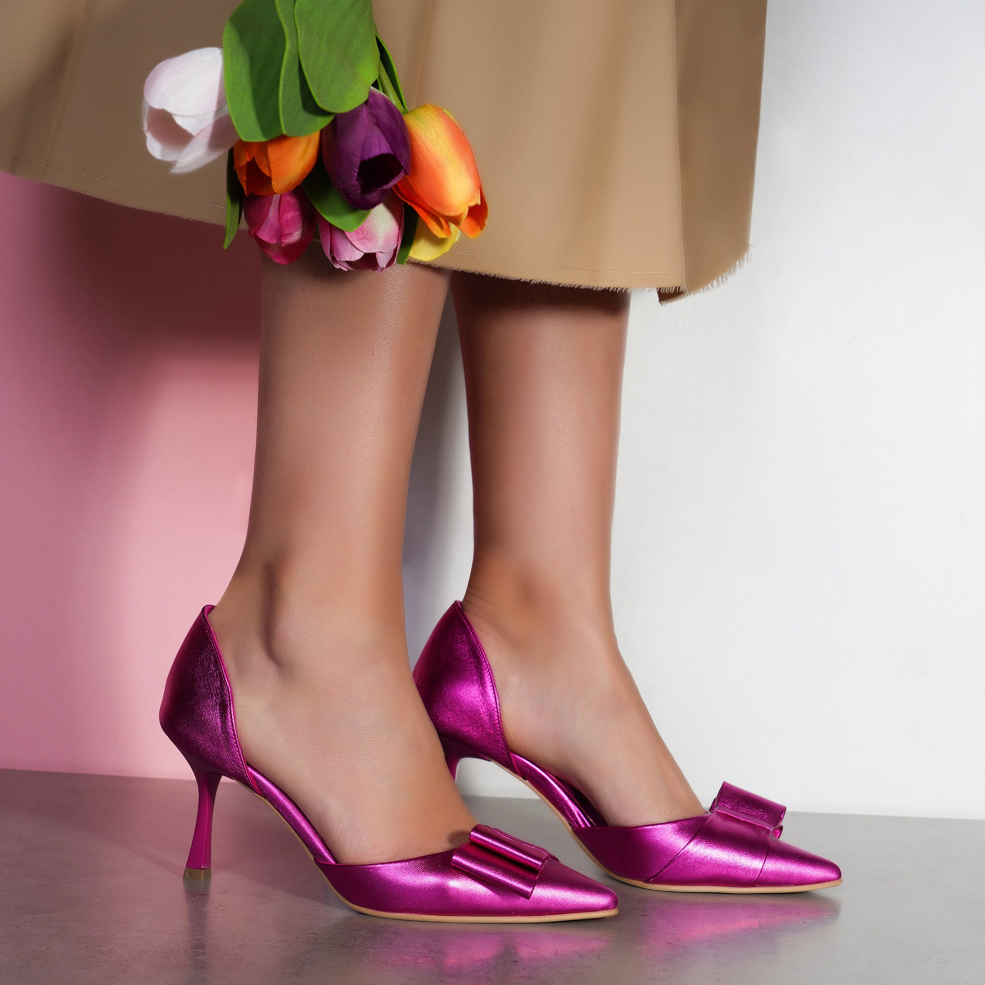 Pantofi Stiletto Piele Ciclam Pretty C35 - orice culoare