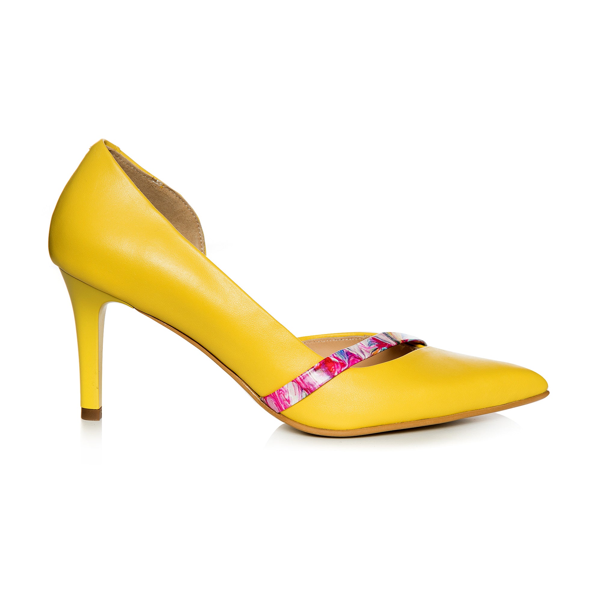 Pantofi Stiletto Piele Galben Alda C52 - orice culoare