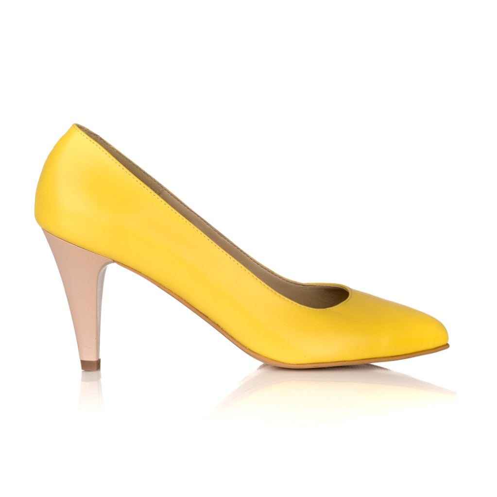 Pantofi Stiletto Piele Galben Toc Mic V30 - orice culoare