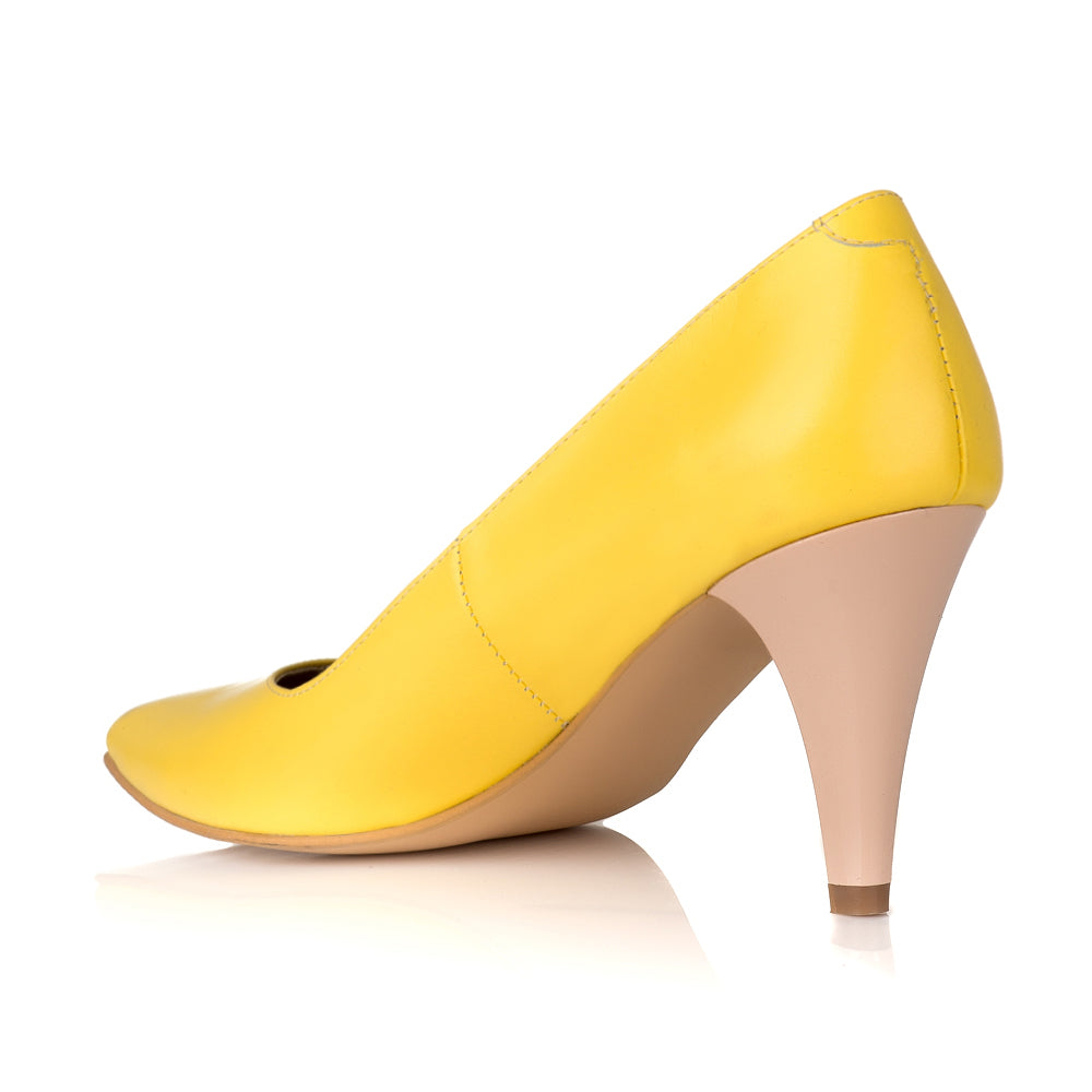 Pantofi Stiletto Piele Galben Toc Mic V30 - orice culoare