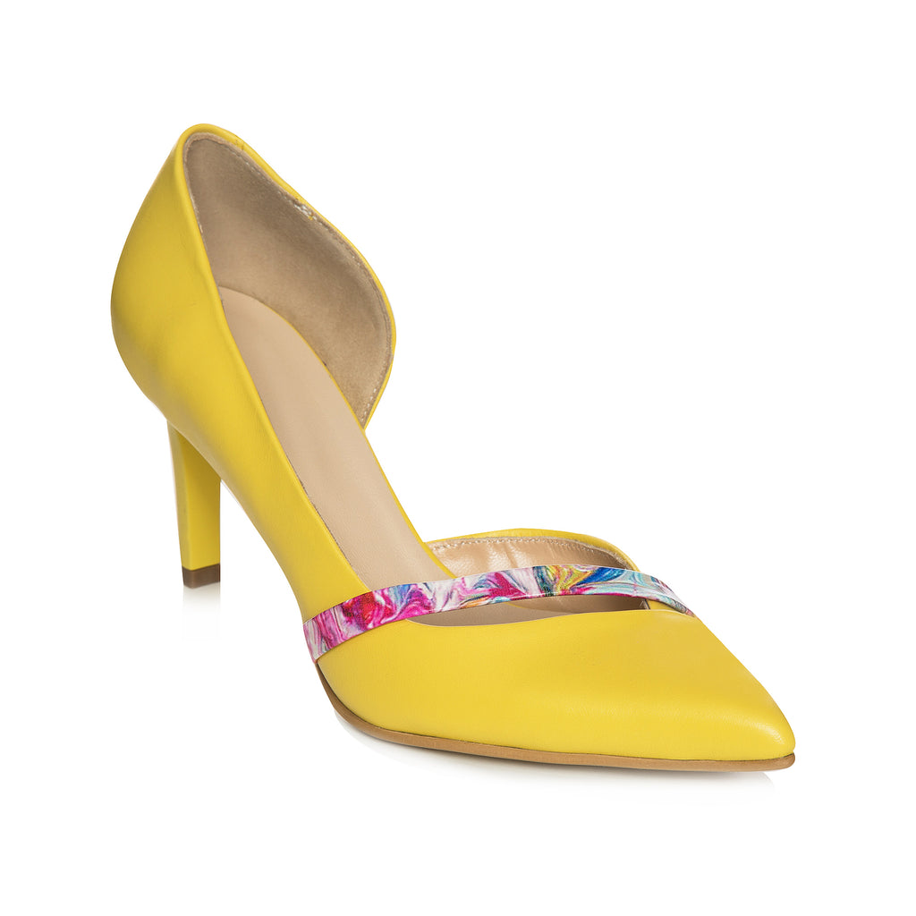 Pantofi Stiletto Piele Galben Alda C52 - orice culoare