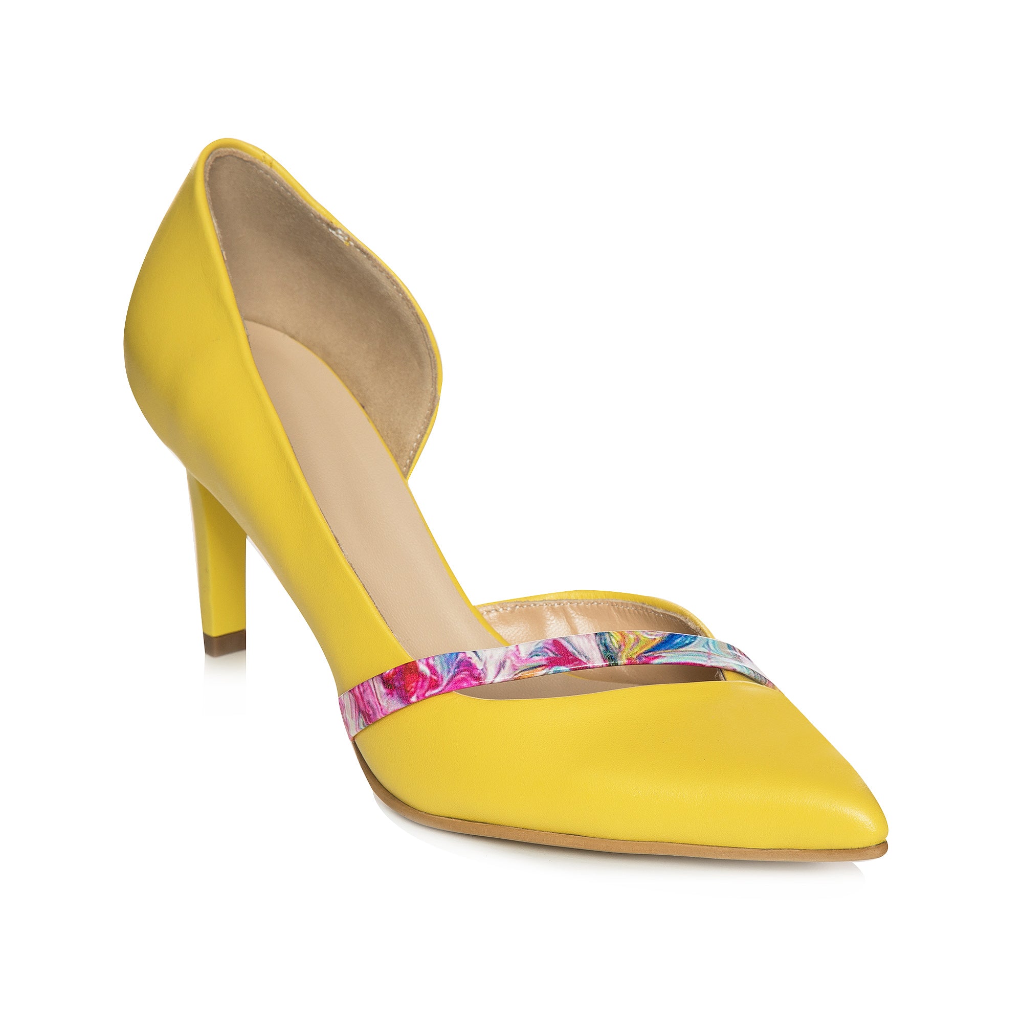 Pantofi Stiletto Piele Galben Alda C52 - orice culoare
