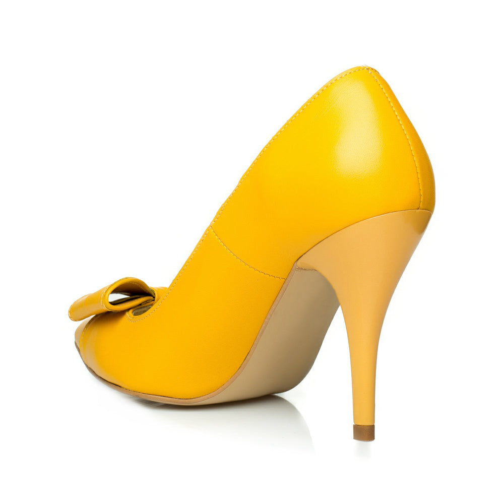 Pantofi Stiletto Fundita piele Galben C18  - orice culoare